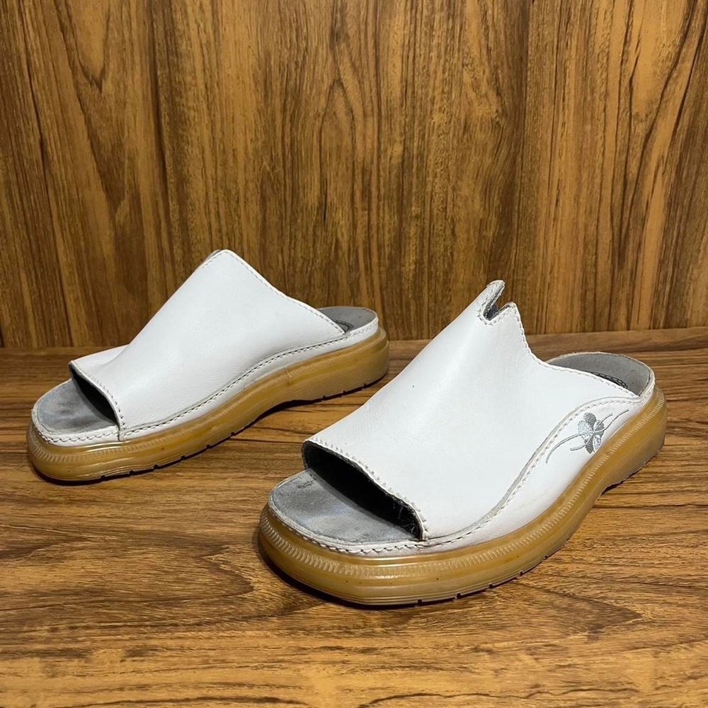 Dr. Martens Y2K white Floral Leather Platform Slide Sandals SlipOn M6 W7